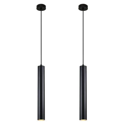 Alpinaluz Pendelleuchte aus Aluminium für die Decke, modernes Design, 40 cm, mit GU10-Sockel und 120 cm Textilkabel, Schwarz, 2 Stück von Alpinaluz