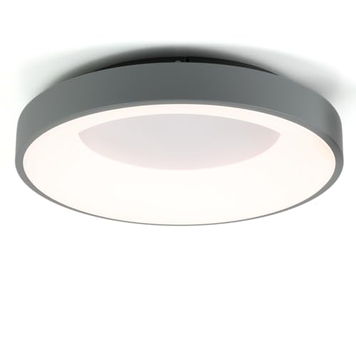 Alpinaluz LED Deckenleuchte 36W Ø40cm 4500lm mit Farbwahl CCT 3000K/4000K/6000K Rund Design Metall Grau und Seitenlicht CRI85 für Wohnzimmer Esszimmer von Alpinaluz