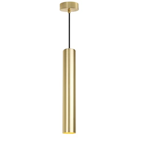 Alpinaluz Pendelleuchte, goldfarben, 40 cm, modernes minimalistisches Design, eloxiertes Aluminium, Textilkabel, 120 cm, GU10-Sockel, für Esszimmer, Küche oder Büro von Alpinaluz