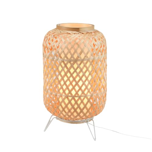 Alpinaluz Tischlampe aus Rattan, E27, nordischer Vintage-Stil, mit Lampenschirm und Diffusor aus transparentem Polycarbonat von Alpinaluz