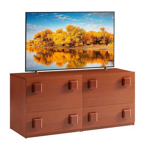 TV-Schrank Fernsehtisch 110cm, Lowboard für Fernseher bis zu 45 Zoll, Fernsehschrank mit 2 Schubladen und 2 Flip-Schubladen, TV Cabinet Fernsehkommode für Wohnzimmer, Schlafzimmer 110x40x50cm (2 pcs) von AlpineAura