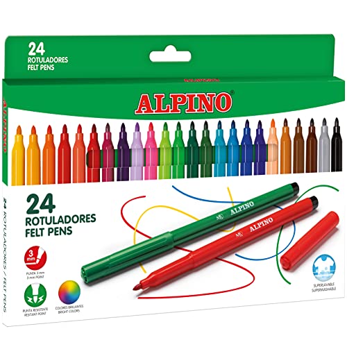 ALPINO AR001003 Pack 24 Filzstifte Fineliner farblich sortiert von Alpino