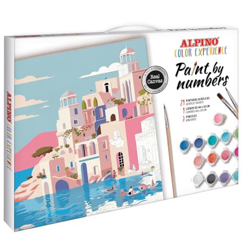 Alpino - Malen nach Zahlen Set Color Experience | Malset für den Einstieg in die Kunst des Malen nach Zahlen | Enthält nummerierte Leinwand, 21 Acrylfarben, 3 Pinsel und Referenzvorlage von Alpino