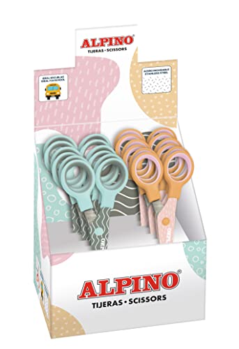 Exposant 12 Ciseaux Pastel Alpino | Idéal pour l'école et l'artisanat | Ciseaux aux couleurs pastel et aux formes originales von Alpino