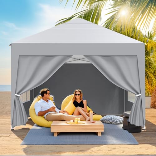 Alpstorm Pavillon 3x3M Pop-up Faltpavillon Wasserdicht Stabil UV-Schutz Höhenverstellbar Partyzelt Garten Outdoor Camping Zelt mit Tragetasche Zeltgarage Ideal für Gartenpartys, Silbergrau von Alpstorm