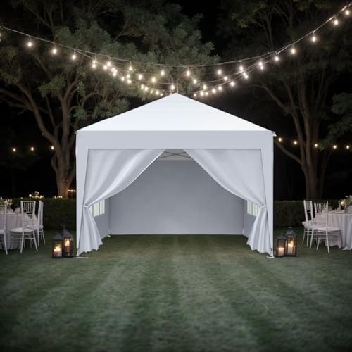 Alpstorm Pavillon 3x3M Pop-up Faltpavillon Wasserdicht Stabil UV-Schutz Höhenverstellbar Partyzelt Garten Outdoor Camping Zelt mit Tragetasche Zeltgarage Ideal für Gartenpartys, Weiß von Alpstorm