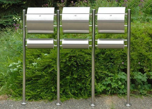 Edelstahl-Standbriefkasten Rico 1er, 2er, 3er oder 4er (RICO 3er) von Alpuna