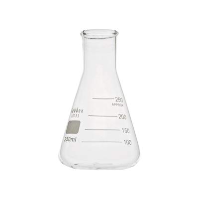 Alquera Erlenmeyer-Kolben 250 ml, Borosilikatglas LBG 3.3, Konisch mit Sicke und Graduierung von Alquera