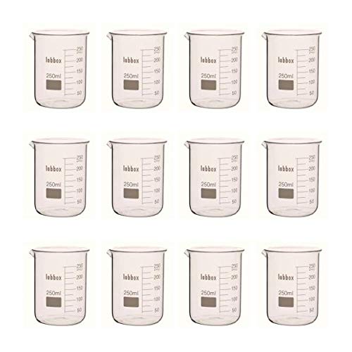 Labor Becherglass niedrige Form mit Auguss. Borosilikat (Boro 3.3). Messbecher (100ml, 12) von Alquera