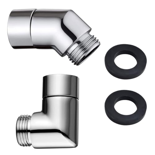 Alrens 2 Stück Handbrause Adapter 90 Grad + 135 Grad, Duschschlauch Anschluss Adapter mit Unterlegscheiben, GelenkstüCk Duschkopf, Winkelstück Duschkopf für Handbrause Beweglich Duscharmanschluss von Alrens