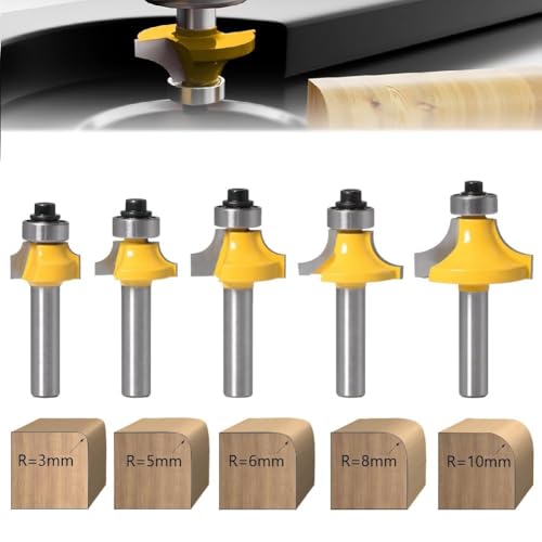 Alrens 5 Stück Abrundfräser Standard Fräser Set Hohlkehlfräser Abrundfräser 8mm Schaft Fräser für Oberfräse Oberfräse Zubehör mit Lager Schaft für die Holzbearbeitung Fräsen Alrens 5 Stück Abrundfräser Standard Fräser Set Hohlkehlfräser Abrundfräser 8mm Schaft Fräser für Oberfräse Oberfräse Zubehör mit Lager Schaft für die Holzbearbeitung Fräsen von Alrens