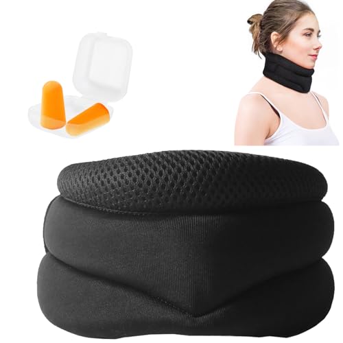 Alrens Halskrause Mensch für den Schla, Neck Brace, Nackenstütze, Anti-Schnarch-Kinnstütze, Halsbandage gegen Schmerzen und Unterstützung, Nackenstrecker, Anti-Schnarch-Kinnstütze mit Ohrstöpseln von Alrens