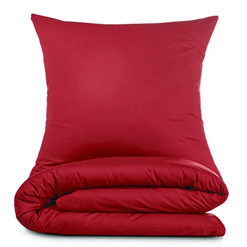 Alreya Renforcé Bettwäsche 200 x 200 cm mit 2 Kissenbezuge 80 x 80 cm - 100% Baumwolle mit YKK Reißverschluss, Superweiches Bettbezug, Rot von Alreya