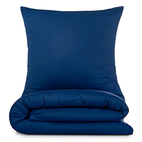 Alreya Renforcé Bettwäsche 200 x 220 cm mit 2 Kissenbezuge 80 x 80 cm - 100% Baumwolle mit YKK Reißverschluss, Superweiches Bettbezug, Blau von Alreya