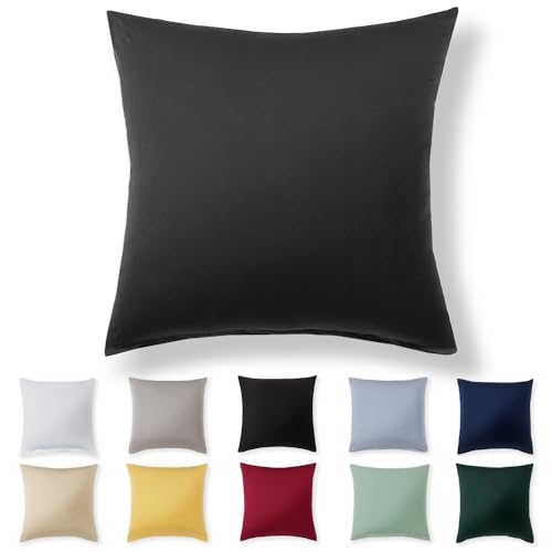 Alreya Kissenbezug 40 x 40 cm - Anthrazit - 100% Jersey Baumwolle - Kissenhülle für Kissen 40x40 cm, Jersey Kopfkissenbezüge, Superweicher Kissenbezug 40x40 mit Reißverschluss von Alreya