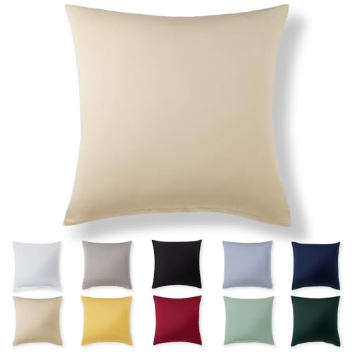 Alreya Kissenbezug 40 x 40 cm - Beige - 100% Jersey Baumwolle - Kissenhülle für Kissen 40x40 cm, Jersey Kopfkissenbezüge, Superweicher Kissenbezug 40x40 mit Reißverschluss von Alreya