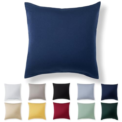 Alreya Kissenbezug 40 x 40 cm - Blau - 100% Jersey Baumwolle - Kissenhülle für Kissen 40x40 cm, Jersey Kopfkissenbezüge, Superweicher Kissenbezug 40x40 mit Reißverschluss von Alreya