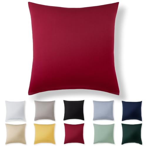 Alreya Kissenbezug 40 x 40 cm - Rot - 100% Jersey Baumwolle - Kissenhülle für Kissen 40x40 cm, Jersey Kopfkissenbezüge, Superweicher Kissenbezug 40x40 mit Reißverschluss von Alreya