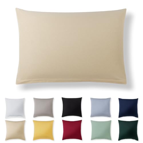 Alreya Kissenbezug 40 x 60 cm - Beige - 100% Jersey Baumwolle - Kissenhülle für Kissen 40x60 cm, Jersey Kopfkissenbezüge, Superweicher Kissenbezug 40x60 mit Reißverschluss von Alreya