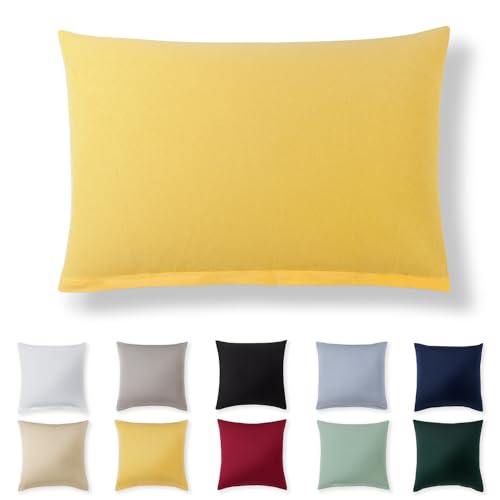 Alreya Kissenbezug 40 x 60 cm - Gelb - 100% Jersey Baumwolle - Kissenhülle für Kissen 40x60 cm, Jersey Kopfkissenbezüge, Superweicher Kissenbezug 40x60 mit Reißverschluss von Alreya