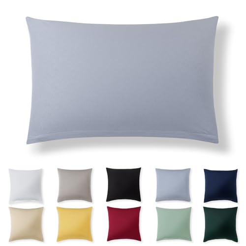 Alreya Kissenbezug 40 x 60 cm - Hellblau - 100% Jersey Baumwolle - Kissenhülle für Kissen 40x60 cm, Jersey Kopfkissenbezüge, Superweicher Kissenbezug 40x60 mit Reißverschluss von Alreya