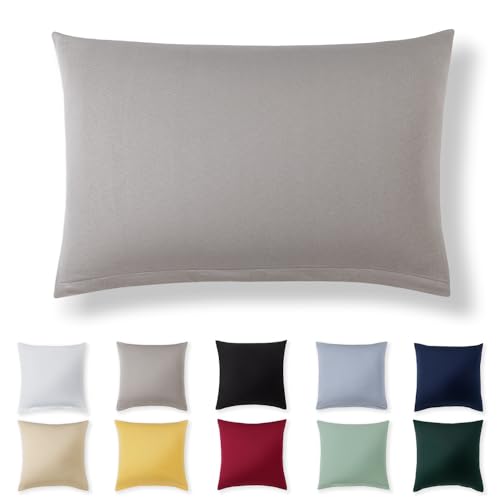 Alreya Kissenbezug 40 x 60 cm - Hellgrau - 100% Jersey Baumwolle - Kissenhülle für Kissen 40x60 cm, Jersey Kopfkissenbezüge, Superweicher Kissenbezug 40x60 mit Reißverschluss von Alreya