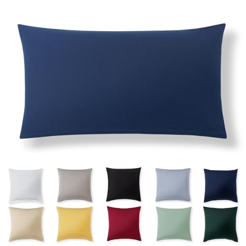 Alreya Kissenbezug 40 x 80 cm - Blau - 100% Jersey Baumwolle - Kissenhülle für Kissen 40x80 cm, Jersey Kopfkissenbezüge, Superweicher Kissenbezug 40x80 mit Reißverschluss von Alreya