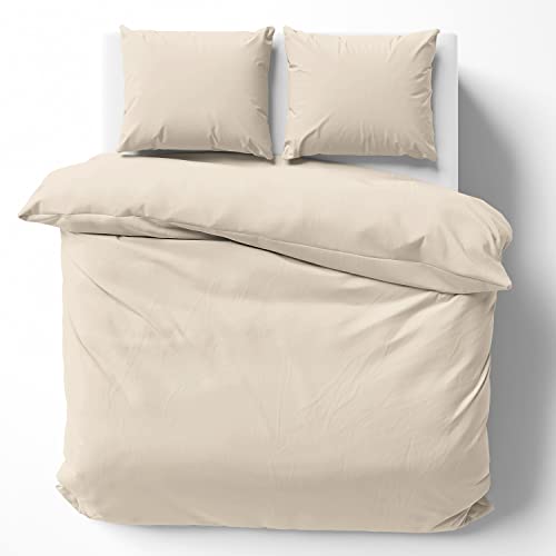 Alreya Mako Satin Bettwäsche 240 x 220 cm - 100% Baumwolle mit YKK Reißverschluss, Superweiches Bettbezug, Oeko-TEX® Standard Zertifiziert, Beige, nur Bettbezug von Alreya