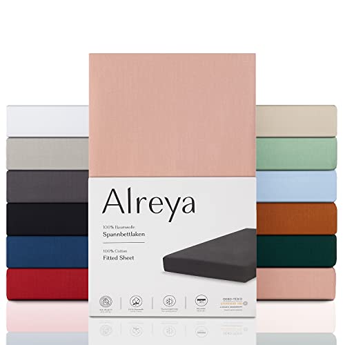 Alreya Renforcé Spannbettlaken 140 x 200 cm - Babyrosa - 100% Baumwolle - Klassisches Spannbetttuch für Standardmatratzen bis 25cm Matratzenhöhe von Alreya