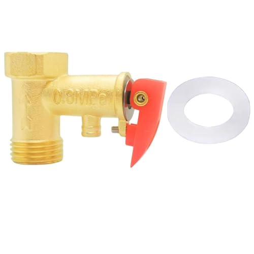 Alriedy 1 Stück Sicherheitsventil 1/2 Zoll – 0,8 MPa Messing Überdruckventil Für Boiler & Heizung | 1/2" IG X 1/2" AG Mit Dichtungen | Rückschlagventil & Druckbegrenzer in Einem | Für Warmwasserbereit von Alriedy