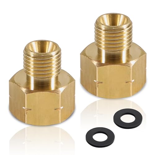 Alriedy 2 Stück Messing LPG Gas Adapter 3/8 Zoll IG X 1/4 Zoll AG Lks, Messing Gasherd Armaturen Gasschlauch Verbinder IG 3/8" X AG 1/4" Lks, Messing Reduzierstück von Alriedy