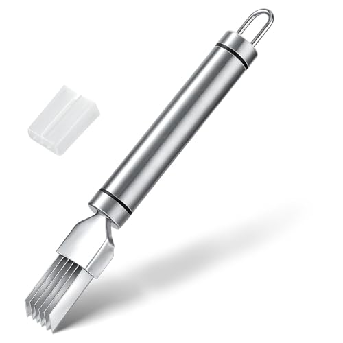 Alriedy Edelstahl Zwiebelschneider 6-fach Klingen Frühlingszwiebelschneider Shred Silk The Knife Rostfreier Shred Silk The Knife Mit Schutzabdeckung Küchenhelfer Für Zwiebeln, Ingwer, Karotten von Alriedy