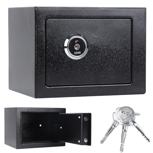 Allright Möbeltresor Doppelbartschloss Tresor mit Schlüssel 6.4L Dokumententresor Geldschrank Sicherheitsstufe Safe 23 x 17 x 17.3 cm von Alright