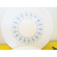 Vintage Homer Laughlin Blue Fleur De Lis 4Er Set Brot Und Butter Teller Mid Century Modern von AlsRedesign