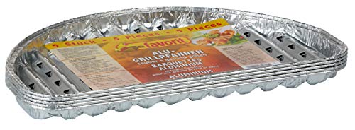 Favorit Grillplatte, halbrund, 5er Set – Aluminium Pfanne, 30 cm Durchmesser, für BBQ oder Grill - 1815 von Favorit