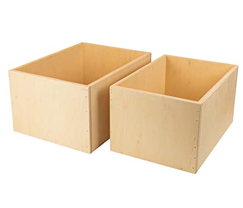 2-teiliges Aufbewahrungsbox Set - 100% Birke multiplex Massiv Holz, variable Schubladen - handgefertigt in Deutschland (Aufbewahrungsboxen-2er Set) von Alsino