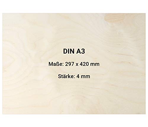 4mm Multiplexplatten Sperrholz Platte DIN A1 A2 A3 A4 A5 Zuschnitt Holz unbehandelt DIN A3 (420mm x 297mm) 3 Stück von Alsino