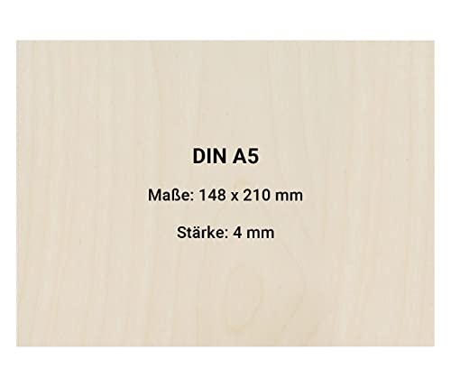 4mm Multiplexplatten Sperrholz Platte DIN A1 A2 A3 A4 A5 Zuschnitt Holz unbehandelt DIN A5 (210mm x 148mm) 3 Stück von Alsino