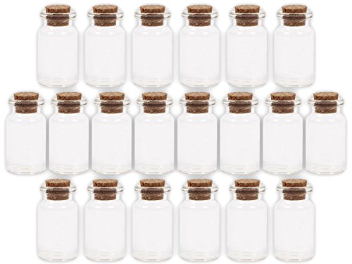 Alsino 20 Stück Leere Mini Glasfläschchen Schnapsflaschen Gewürzgläser mit Korken, 2 x 4 cm, 8 ml, Pflanzensamen, Gewürzdose, Hochzeitsgeschenk, Deko-Accessoire, GF-01 von Alsino