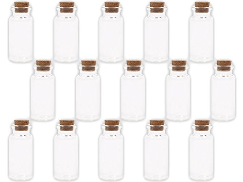 Alsino 20 Stück Leere Mini Glasfläschchen Schnapsflaschen Gewürzgläser mit Korken, 2 x 5 cm, 10 ml, Pflanzensamen, Gewürzdose, Hochzeitsgeschenk, Deko-Accessoire, GF-02 von Alsino