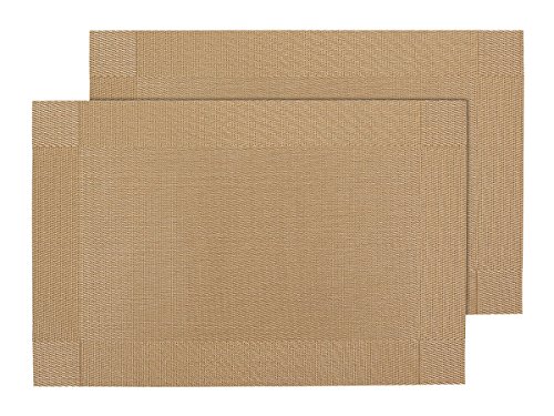 Alsino 2er Set Edle Platzmatten Tisch Sets Platzset Tischmatten Untersetzer Platzdeckchen, Variante wählen:TS-25 Gold beige von Alsino