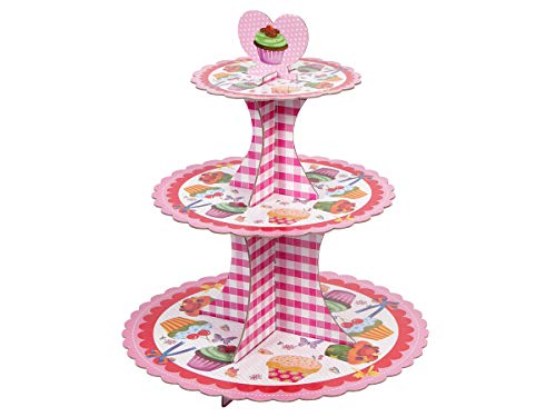 Alsino 3 Etagen Turm Cupcake Party Display Tortenständer Kuchenständer ca. 35 cm Hoch für Desserts aus Pappe Cupcake von Alsino