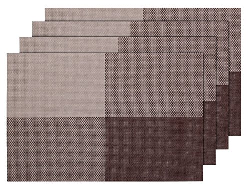 Alsino 4er Set Edle Platzmatten abwaschbar TS-52 beige braun Tisch Sets Platzset Tischmatten Untersetzer Platzdeckchen von Alsino