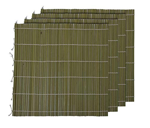 Alsino 4er Set Sushimatte Sushirolle umweltfreundliche Bambusmatte DIY Anfänger Starterset Sushi Kit Rollmatte Küchen Zubehör aus Bambus, Grün groß von Alsino