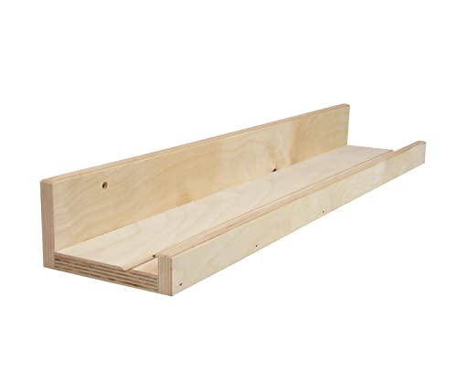 Alsino Bilderleiste Holz Wandregal Regalbrett Kinderzimmer 40-90 cm breit 12 cm tief Natur Wandboard mit Nut - Stabil, schick & robust - inkl. Montagematerial, (90 x 12 x 3 x 7 cm) (A) von Alsino