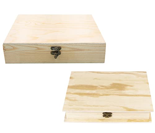 Alsino Flache Holzschatulle mit Deckel Klein Holzkiste Holz Schatzkiste Schatulle aus Naturholz mit Verschluss - Rechteckige, stabile und langlebige Aufbewahrungsbox, Holzbox 11 Set von Alsino