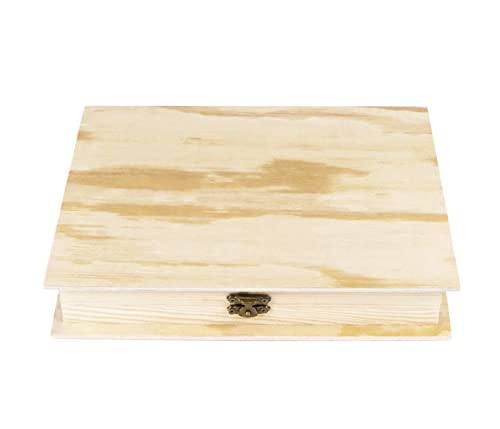 Alsino Flache Nachhaltige Holzschatulle mit Deckel ca. 25x19x5 cm Holzkiste in Buchform Holz Schatzkiste Schatulle aus Naturholz mit Verschluss Aufbewahrungsbox, Holzbox-11 B von Alsino