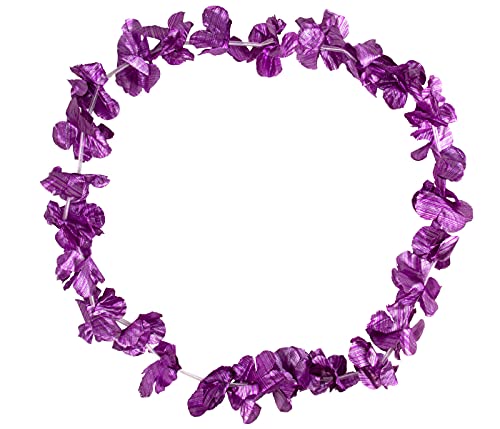 Alsino Hawaiiketten Blumenketten Hawaikette Hulakette 50 cm Durchmesser, dicht gereihte Stoffblüten aus Polyester, (lila glänzend) von Alsino