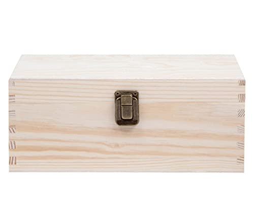 Alsino Holzbox mit Deckel Holzkiste Aufbewahrungsbox Deko Holz-Kiste Naturholz Unbehandelt, (24x14x10 cm) von Alsino