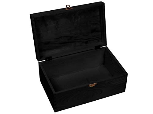 Alsino Holzbox mit Deckel schwarz - aus Naturholz, Holzkiste Aufbewahrungsbox Deko Holz-Kiste Box, 27 x 17 x 11 cm von Alsino